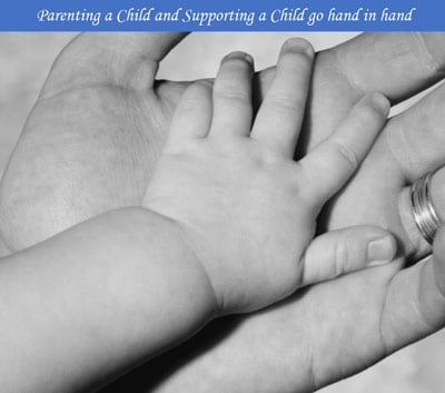 CSEA Logo, Child Support Enforcement Agency, baby hand in an adult hand