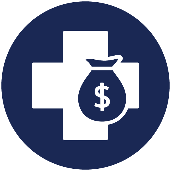 Health Savings Account icon, health plus a money bag
