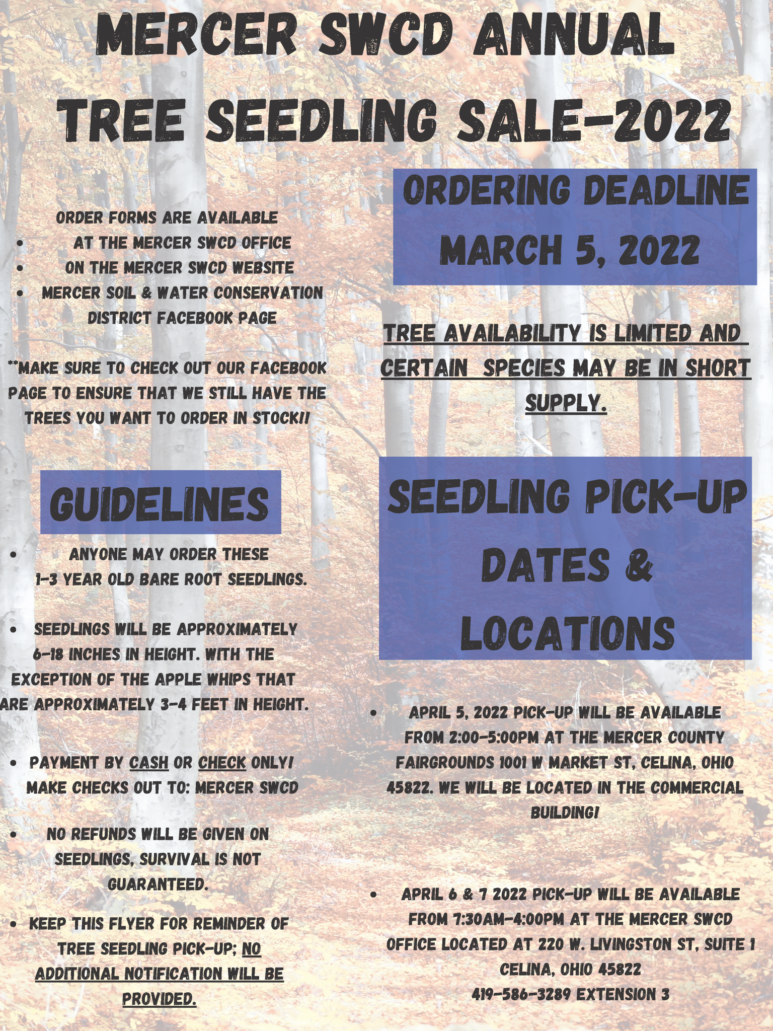 2022 Mercer SWCD Annual Tree Seedling Sale