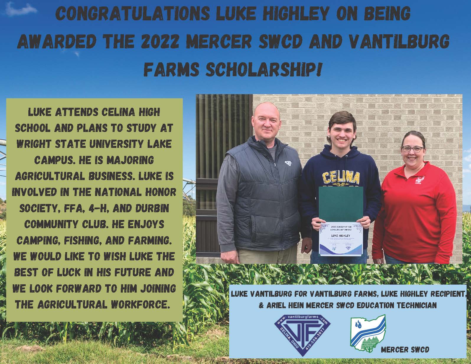 2022 Luke Highley MSWCD & VTF Scholarship winner